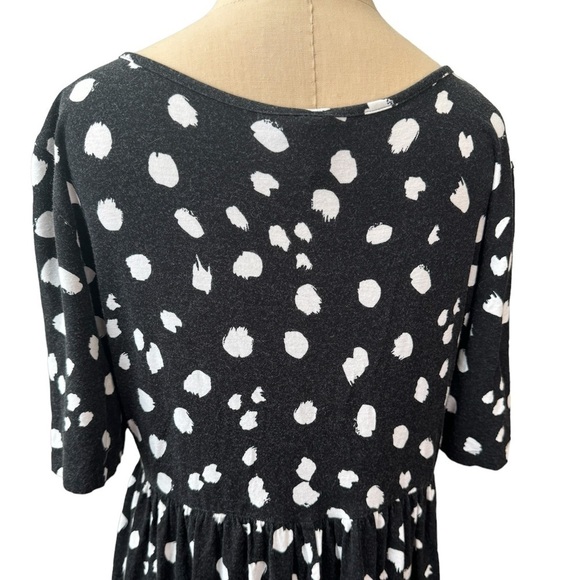 ASOS US 12 Black & White Abstract Polka Dot Knee Length Jersey Dress - Picture 3 of 8
